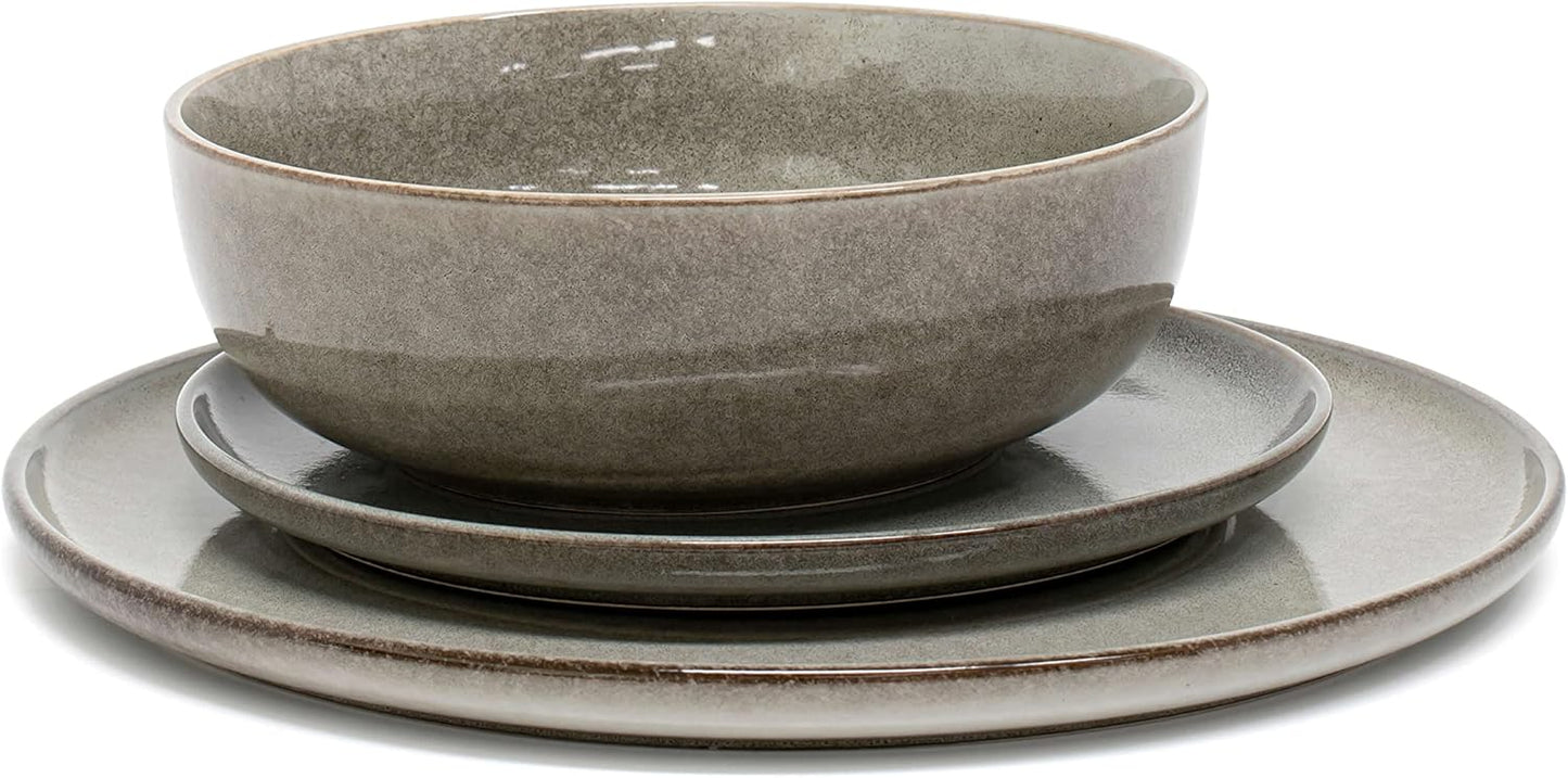 Salt and Pepper Relic | Moss Green Dinner Set for 4 | Modern Stoneware Dining