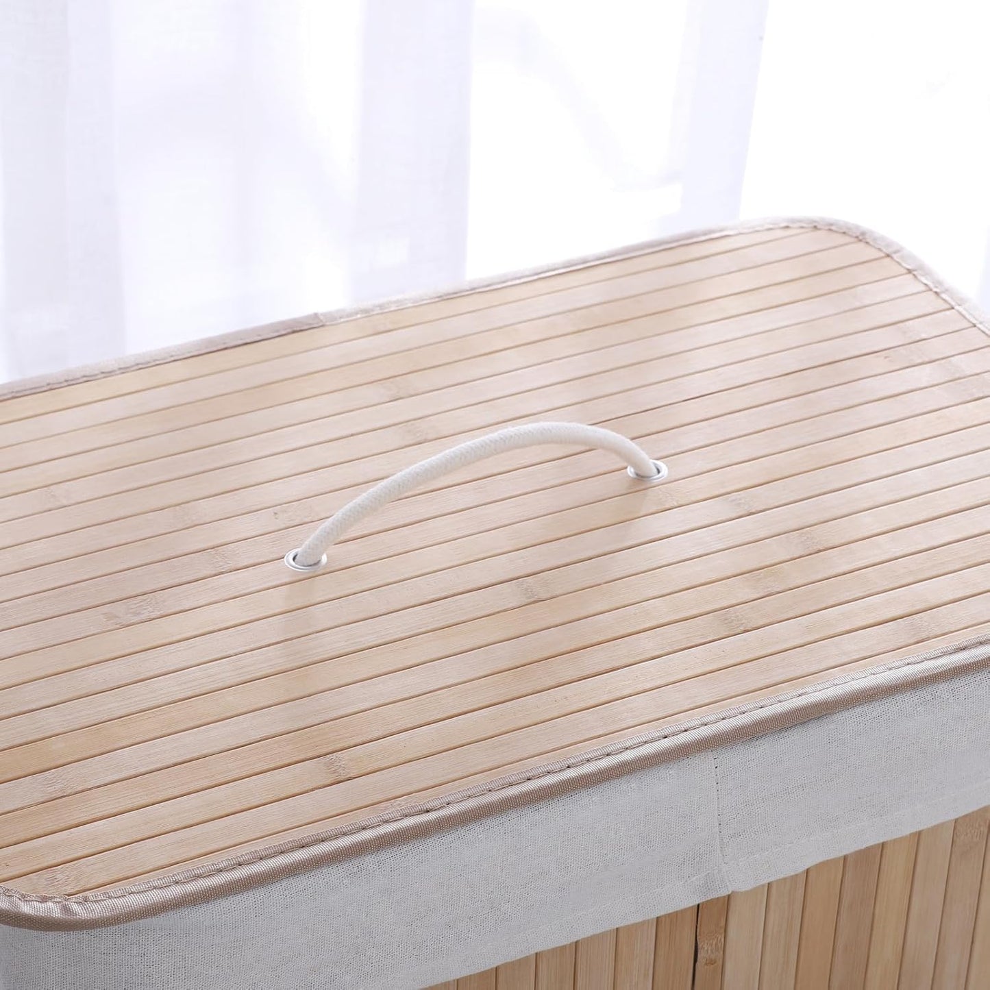 Bamboo Laundry Hamper | Rectangular Laundry Basket | Foldable Storage
