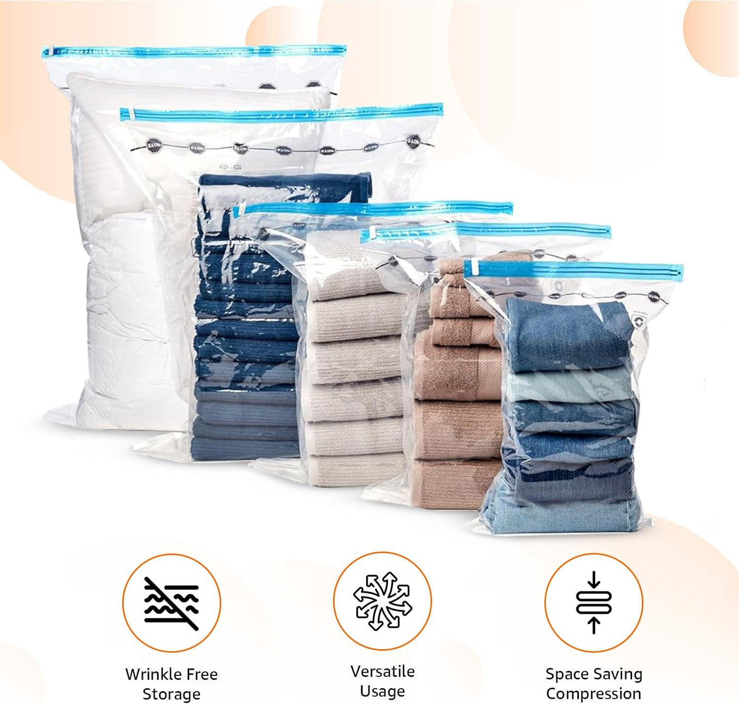 Vacuum Storage Bags 6-Pack | Space Saver Bags for Clothes & Linen | Australia