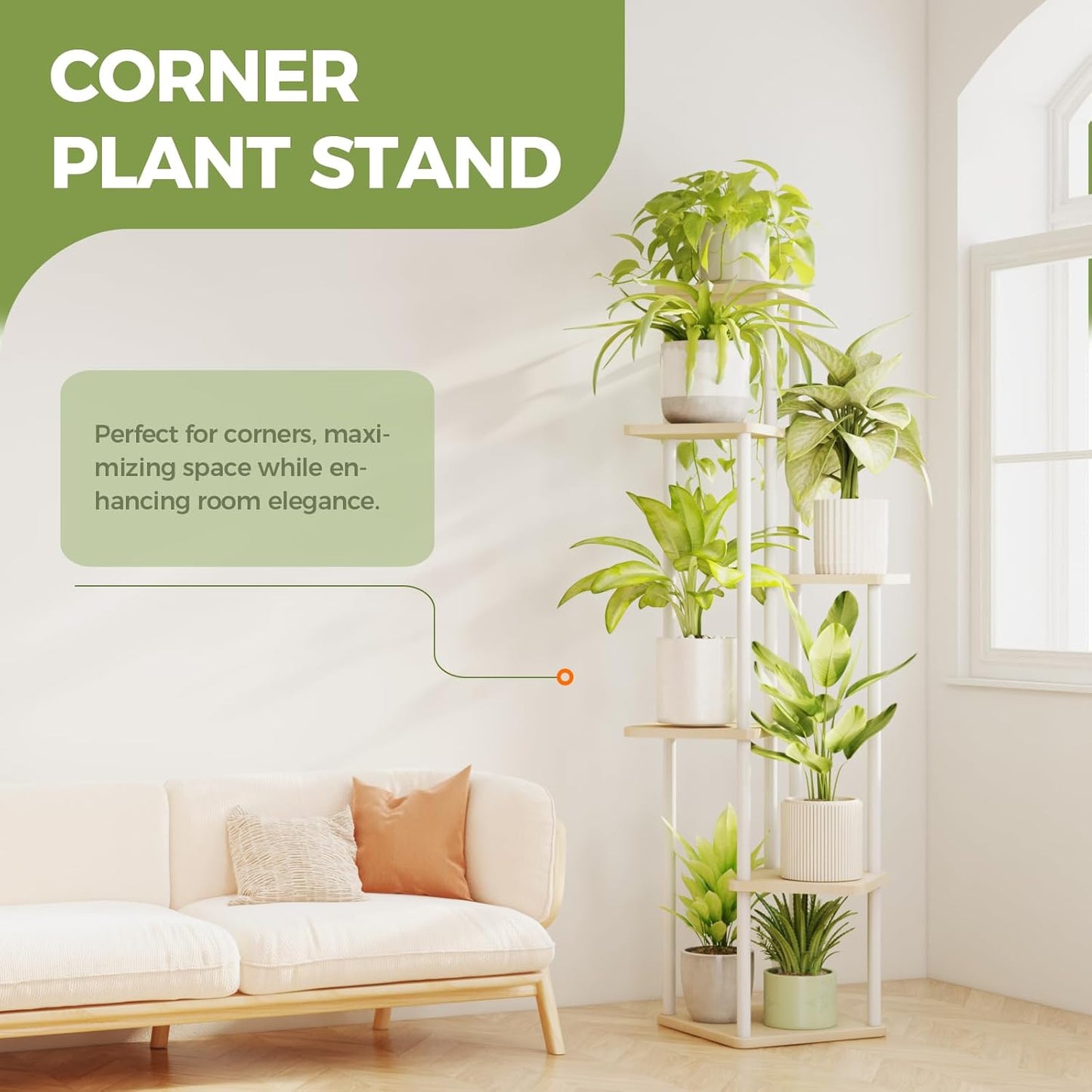 Tall Tiered Indoor Plant Stand | Corner Shelf