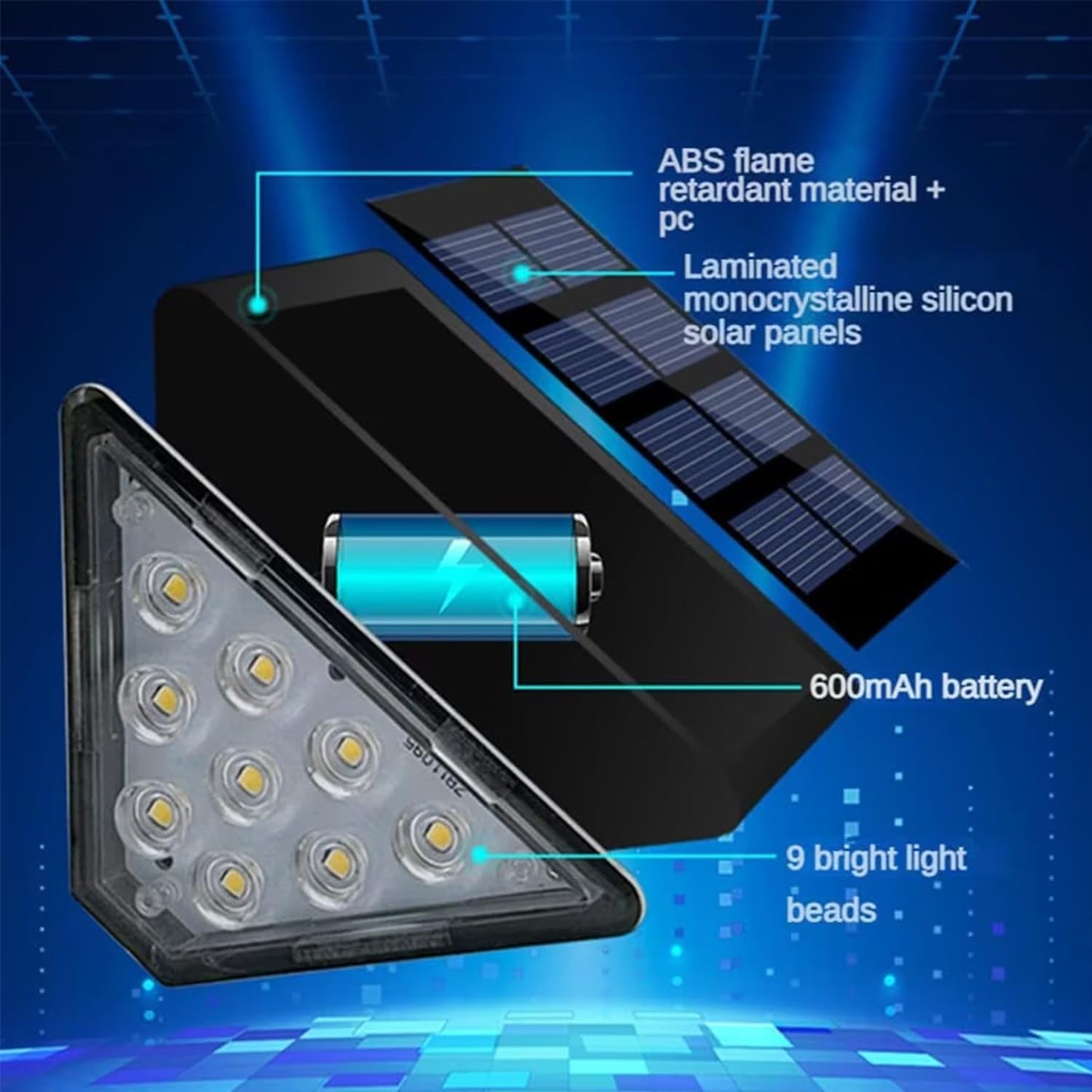 Solar Stair Lights, IP67 Waterproof Outdoor Solar Step Lights, 3000K Warm White Outdoor Solar Powered Step Lights, Dusk to Dawn Lighting Decor for Garden, Stair, Deck, Front Porch, Patio (6 Pack)