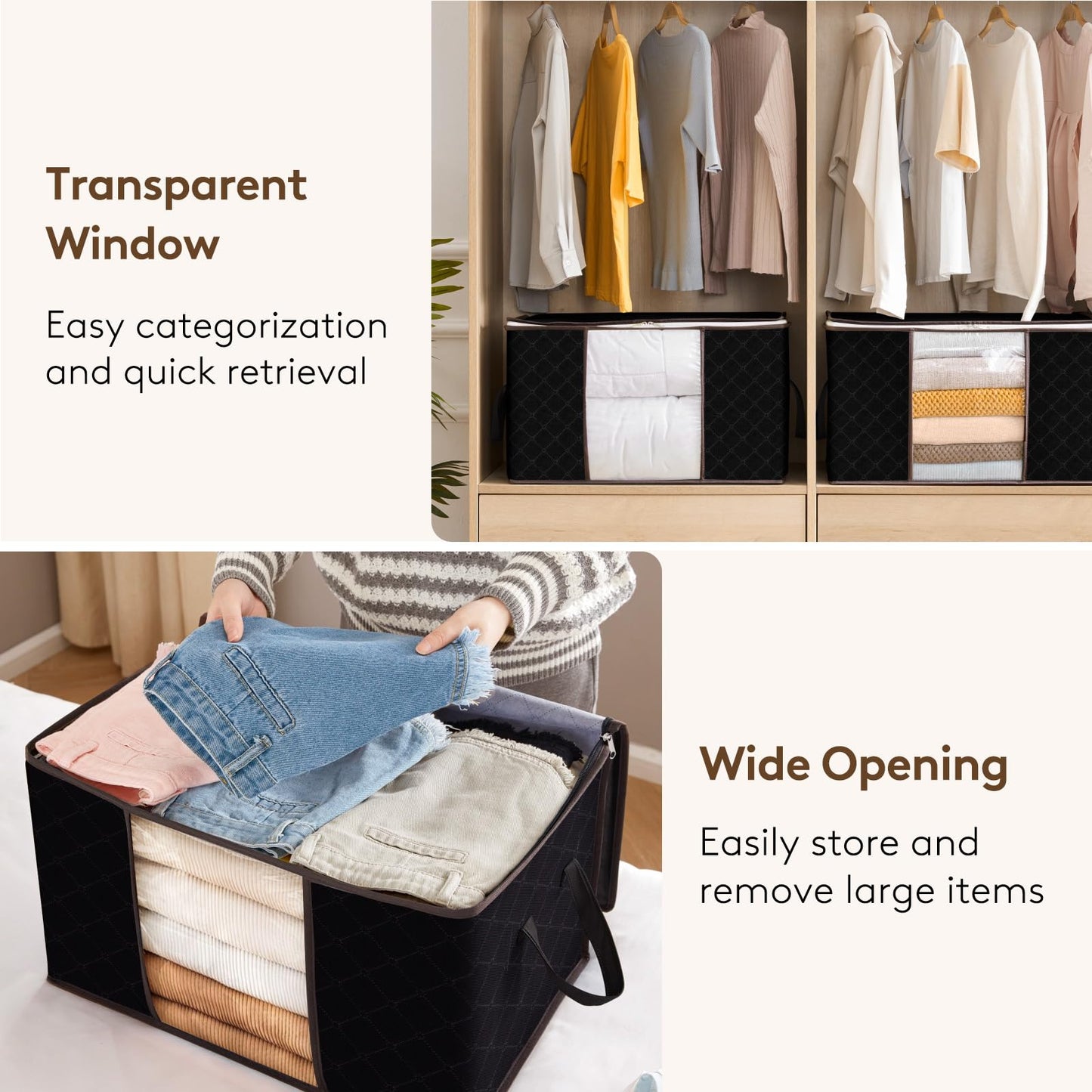 6-Pack Clothes Storage Bags | Reinforced Handles & Sturdy Zippers | Closet Organizer