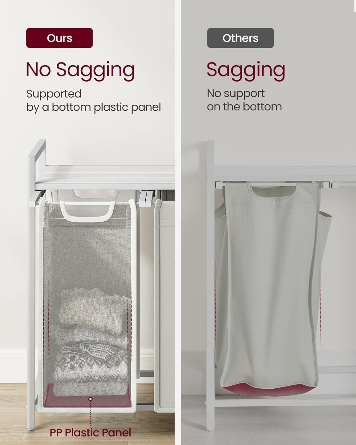 Laundry Hamper with Shelf | 3-Section Laundry Sorter | Storage Unit