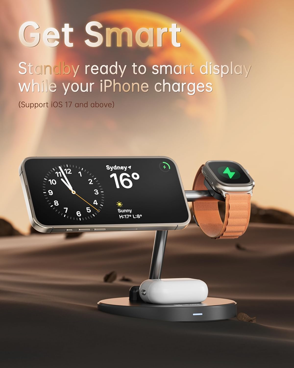 3-in-1 MagSafe Wireless Charger Stand – Fast Charging for iPhone, Apple Watch & AirPods