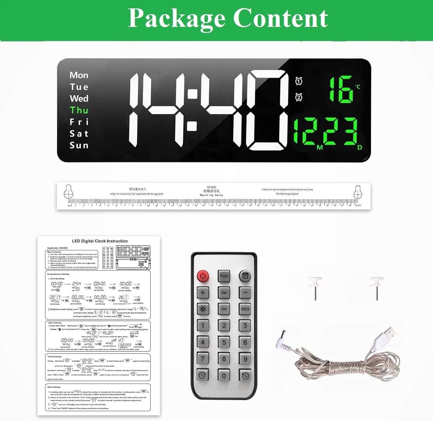 Digital Alarm Clock with USB Charger - Large LED Display | Australia