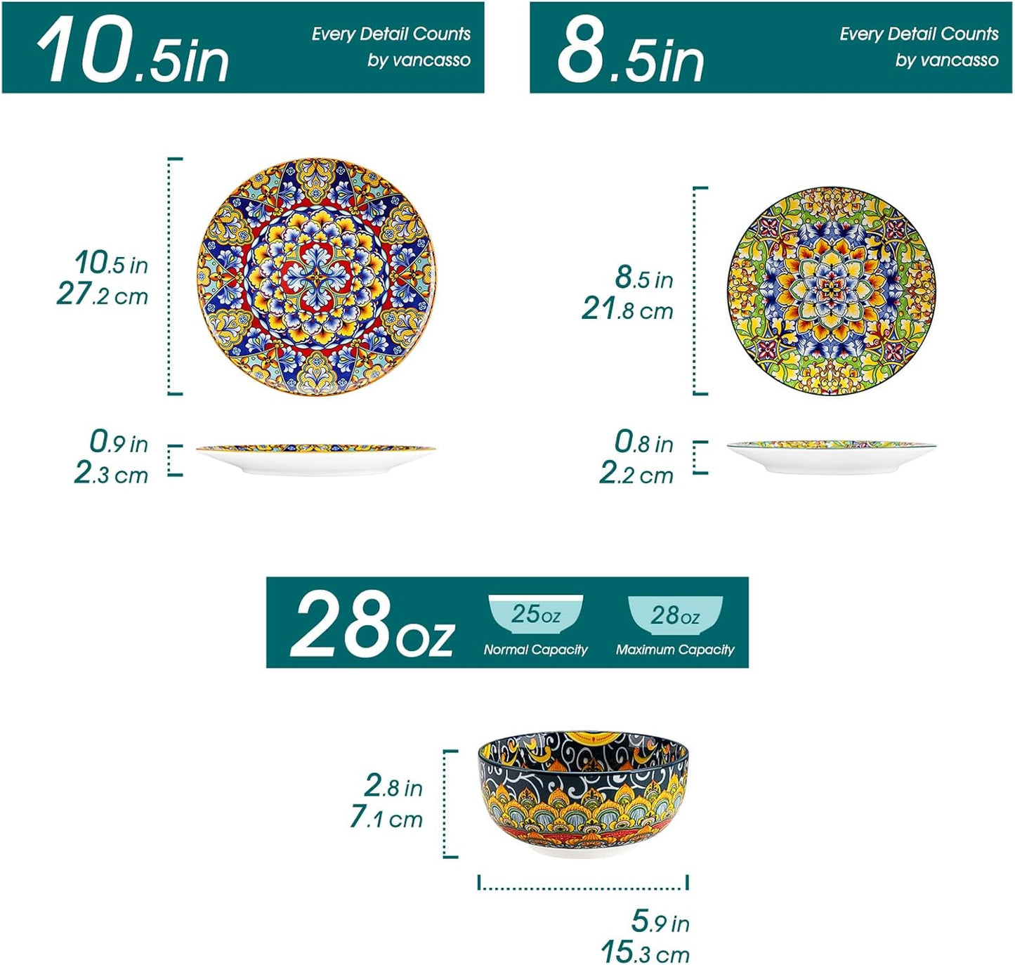 Vibrant Floral Porcelain Dish Set | 12-Piece Ceramic Plates & Bowls