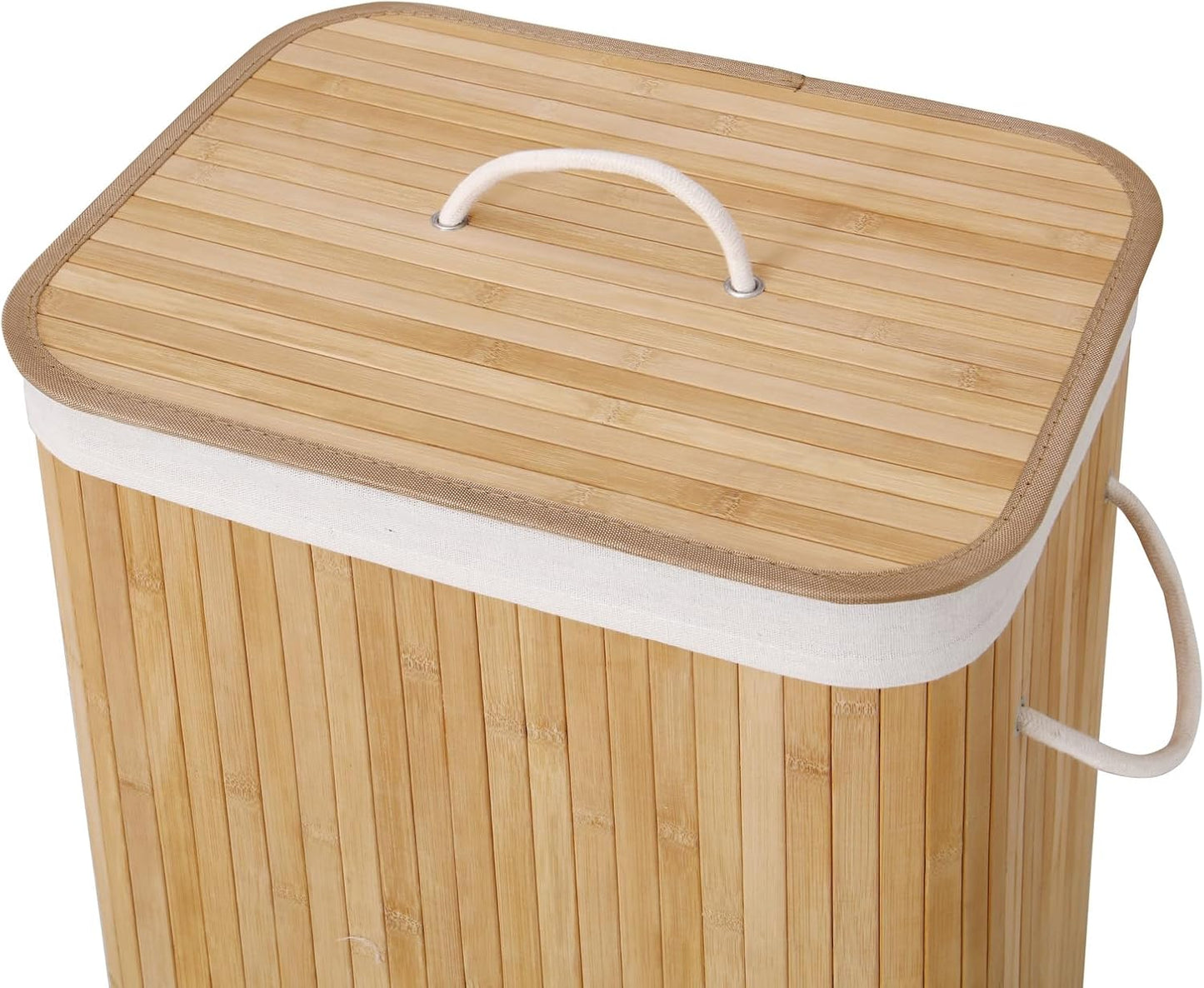 Bamboo Laundry Hamper | Rectangular Laundry Basket | Foldable Storage