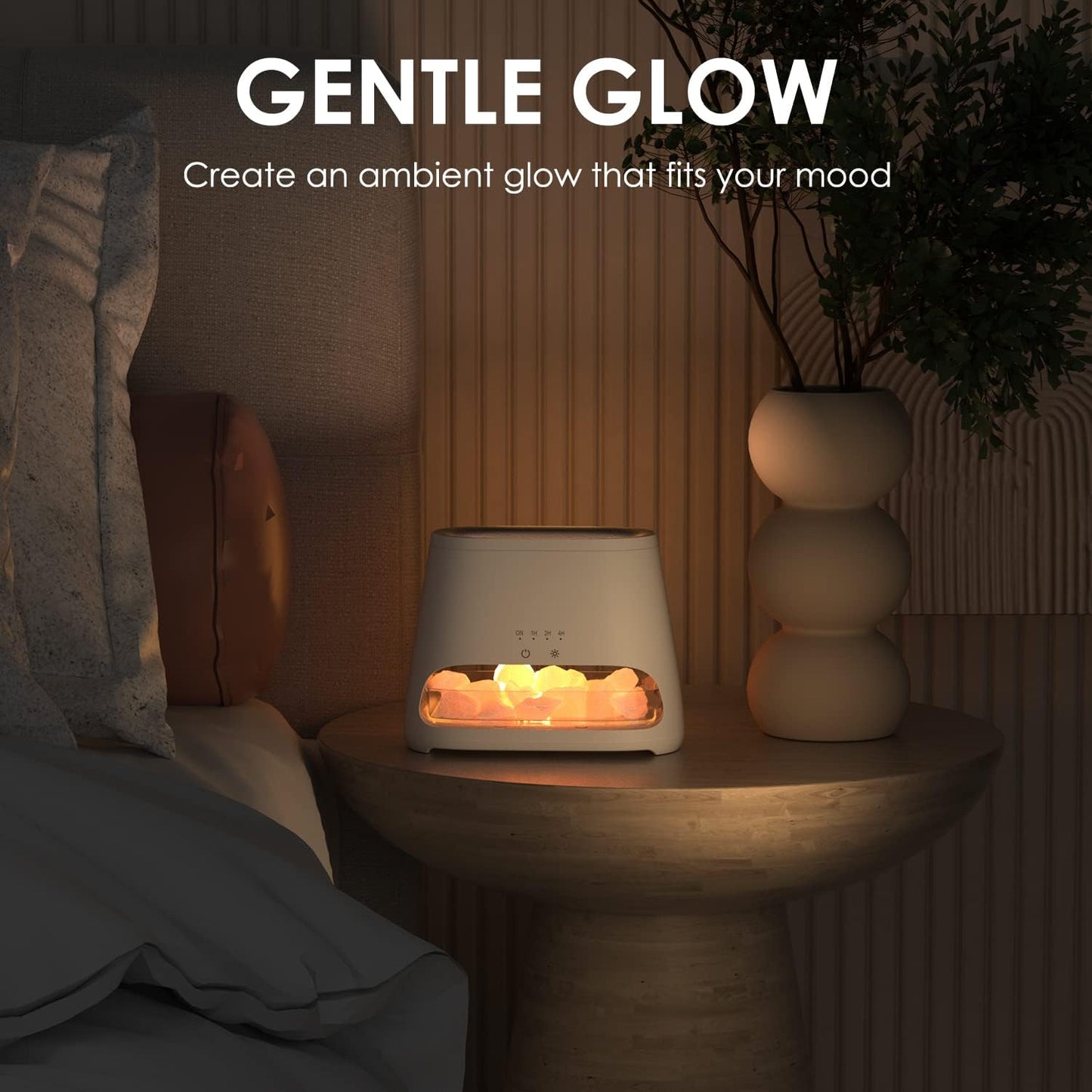 SALKING 2-in-1 Essential Oil Diffuser & Crystal Himalayan Salt Lamp, Ultrasonic Aromatherapy Diffuser with Timer Setting, Auto-Off Safety Switch, Cool Mist, Flame Effect, Night Light, 150ml