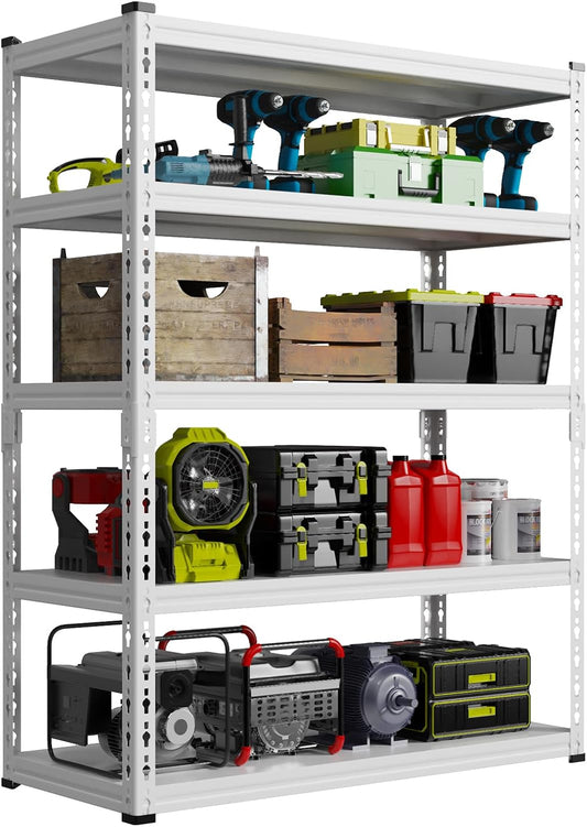 5 Tier Storage Shelves Metal Garage Shelving Unit for System Racks Storage Basement Storage Shelf Garage Storage Rack H150cm*W100cm* D40cm (Black)