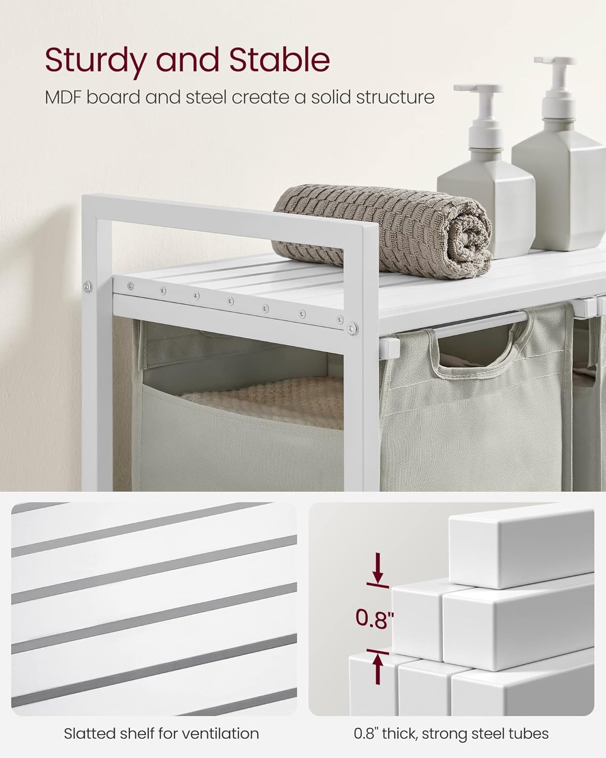 Laundry Hamper with Shelf | 3-Section Laundry Sorter | Storage Unit