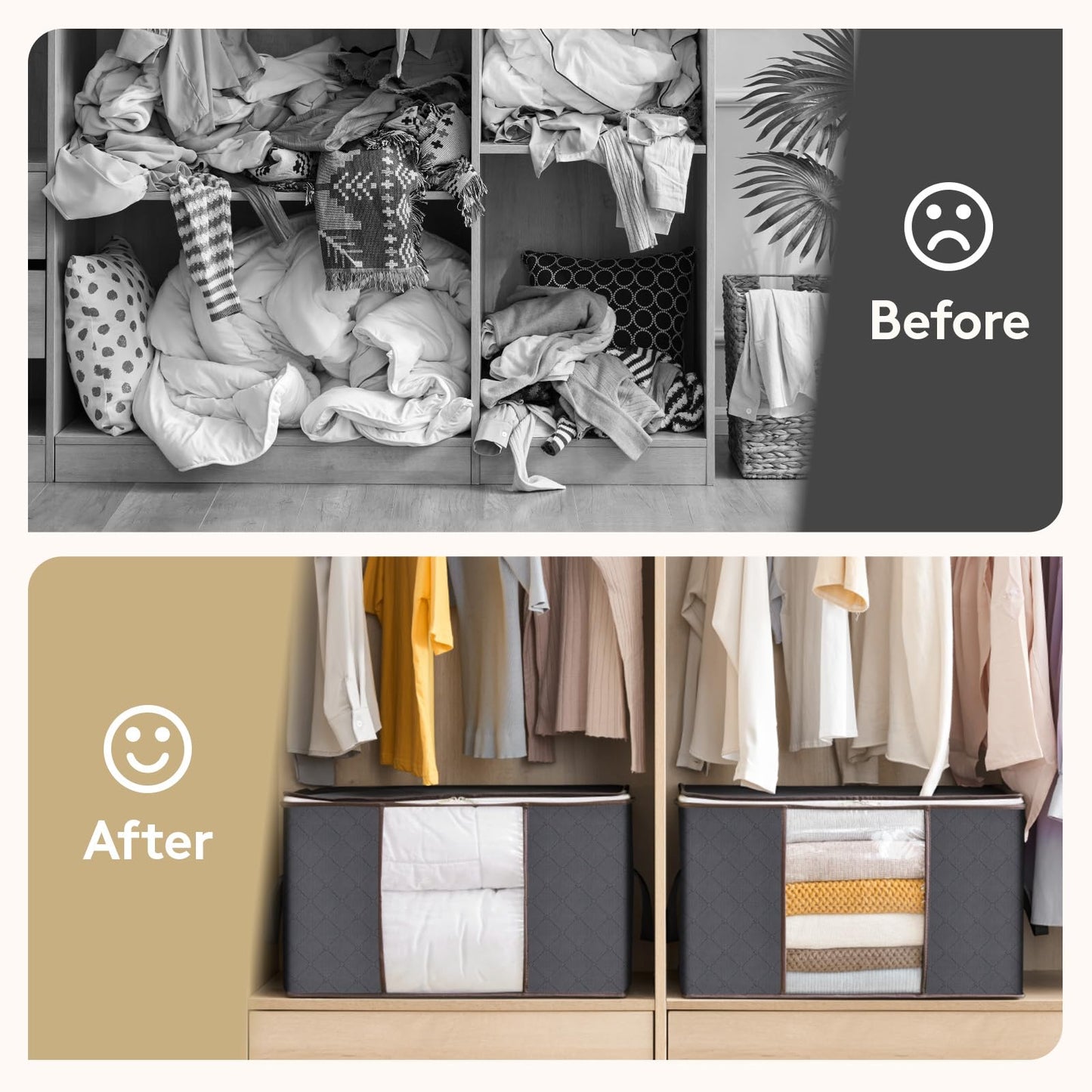 6-Pack Clothes Storage Bags | Reinforced Handles & Sturdy Zippers | Closet Organizer