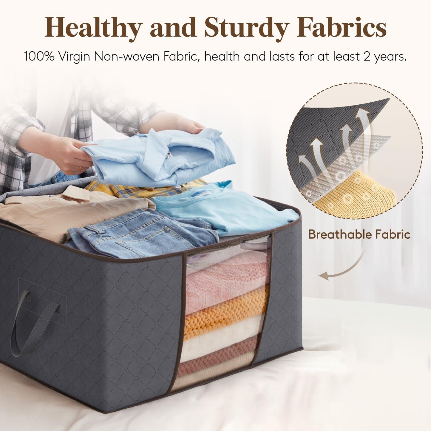 6-Pack Clothes Storage Bags | Reinforced Handles & Sturdy Zippers | Closet Organizer