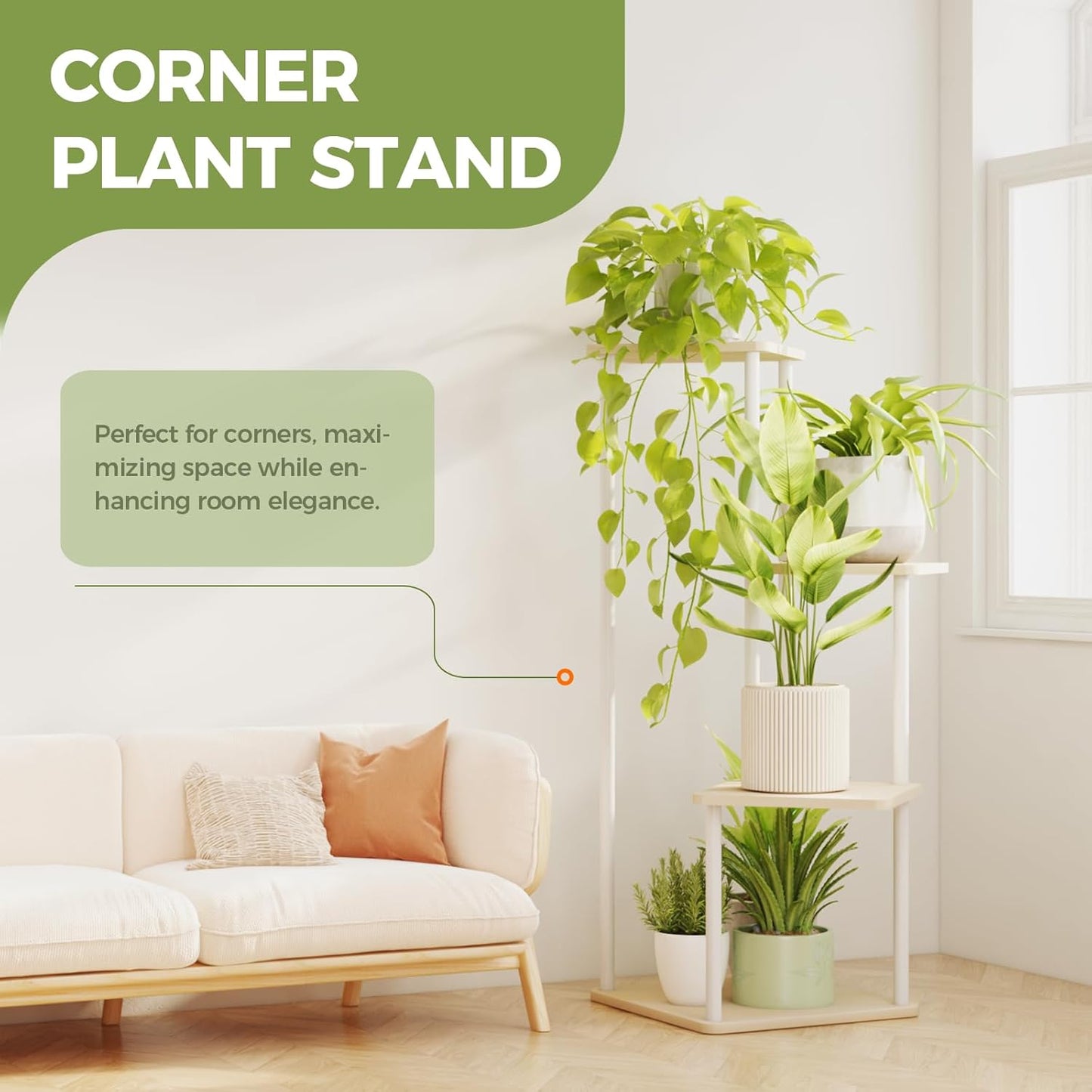 Tall Tiered Indoor Plant Stand | Corner Shelf