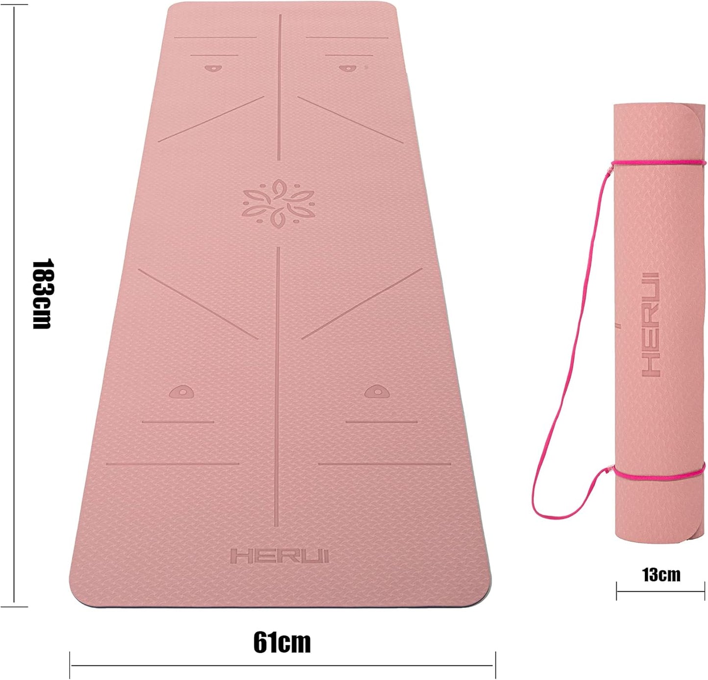 Premium Non-Slip Yoga Mat with Alignment Lines - 6mm Thick Exercise Mat
