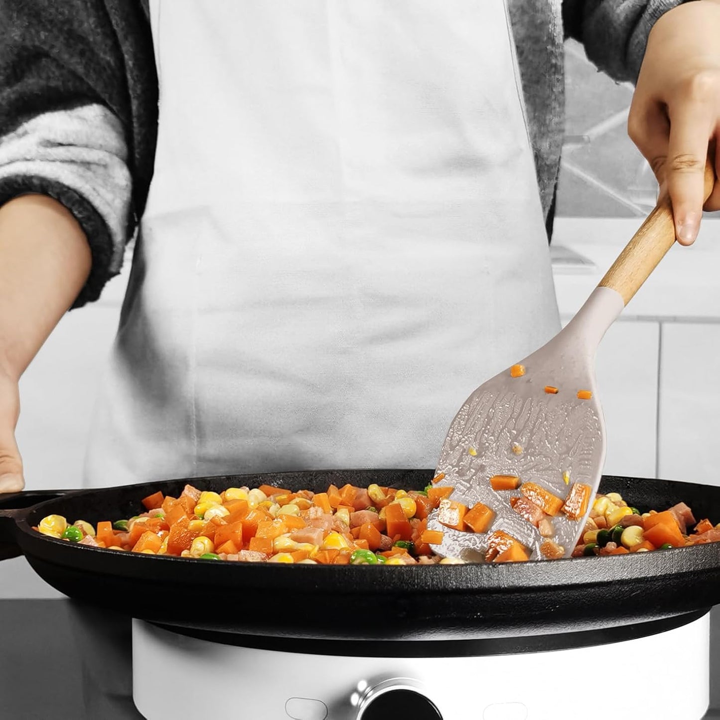 14-Piece Silicone Kitchen Utensil Set with Wooden Handles