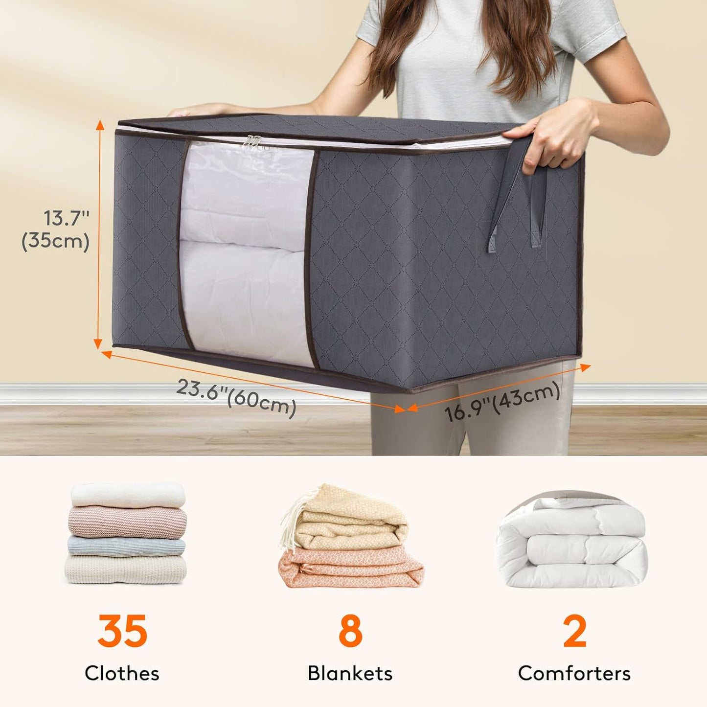 6-Pack Clothes Storage Bags | Reinforced Handles & Sturdy Zippers | Closet Organizer