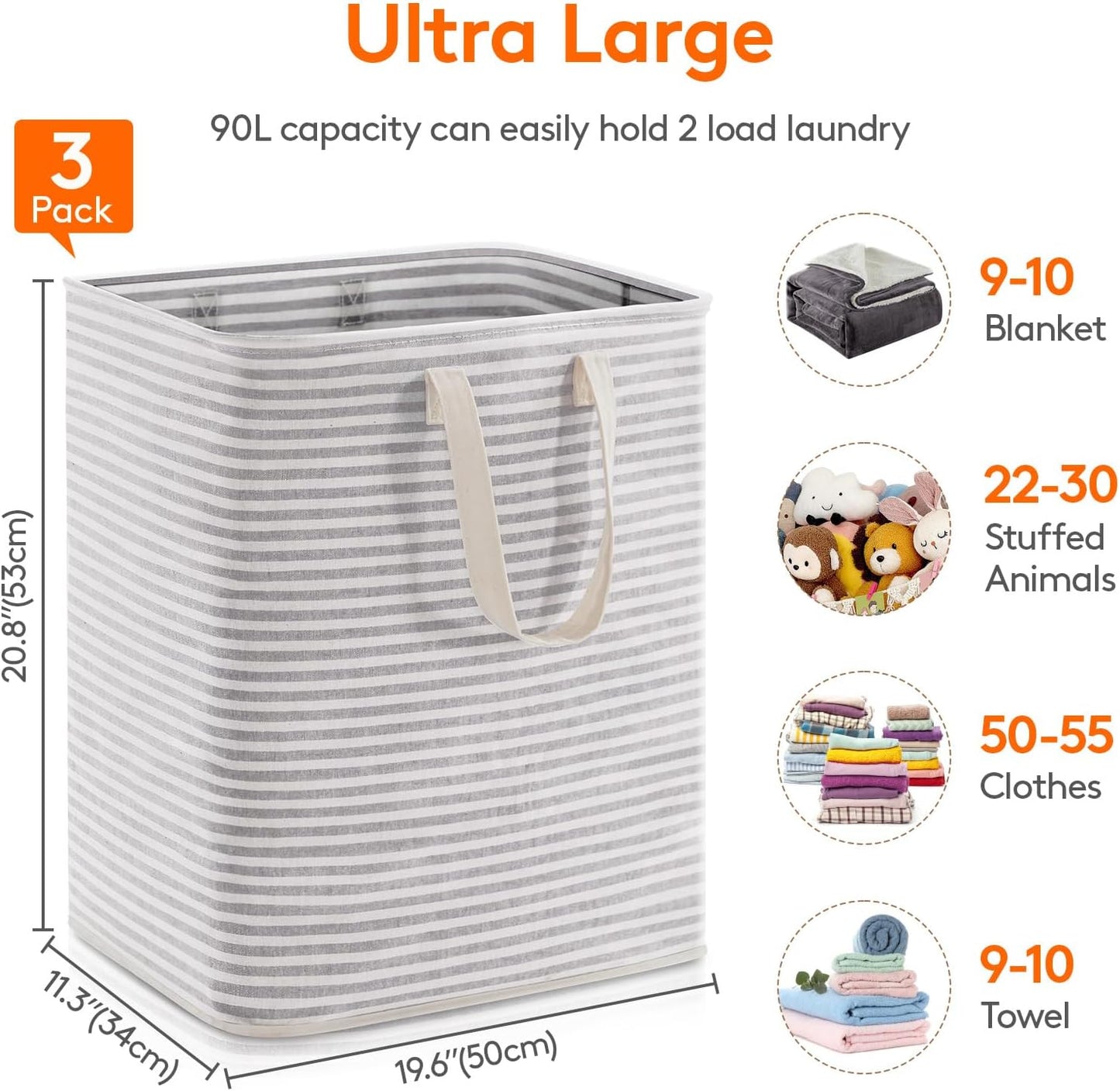 80L Waterproof Laundry Hamper 2 Pack - Collapsible & Portable - Lifewit