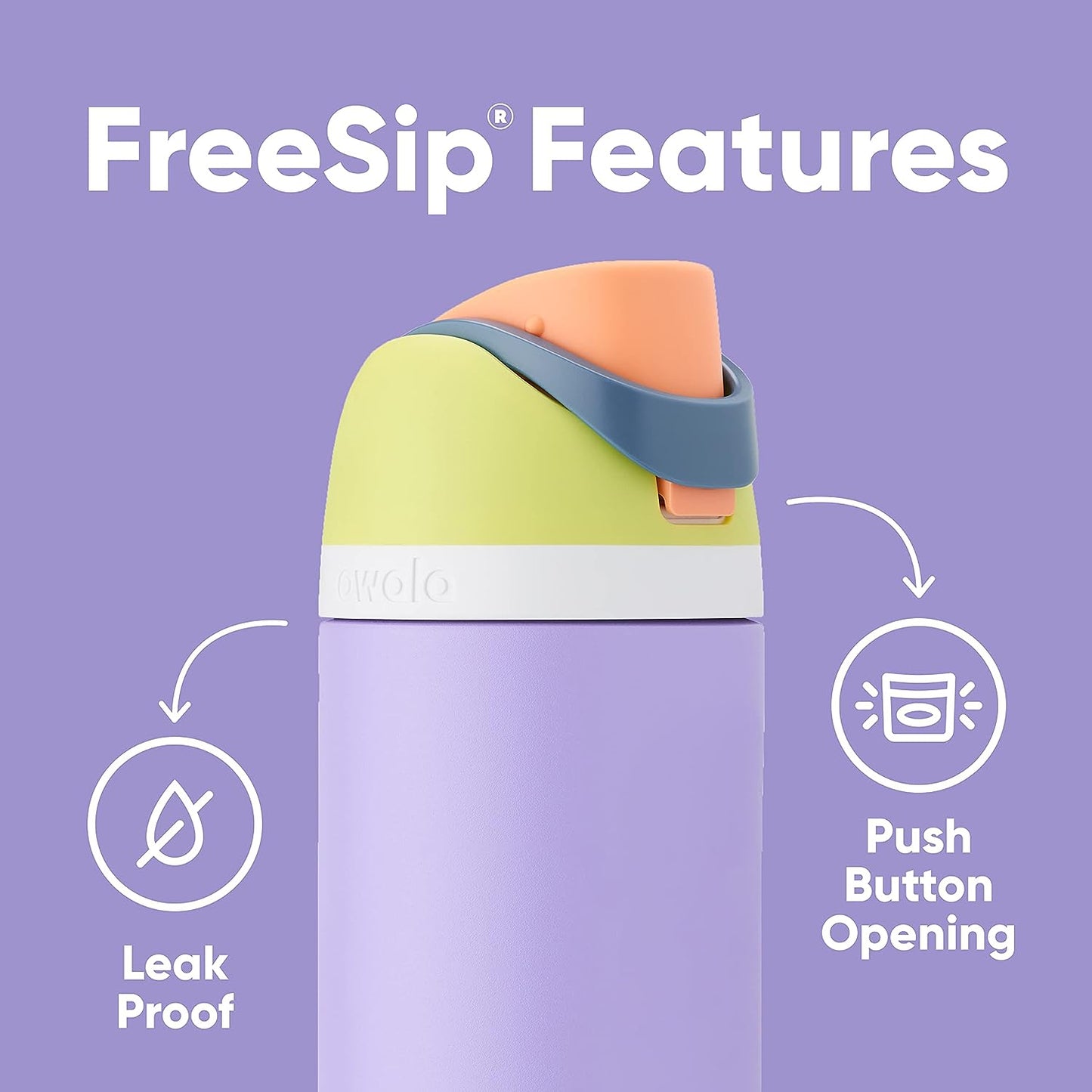 Insulated Stainless Steel Water Bottle - FreeSip Straw & Spout