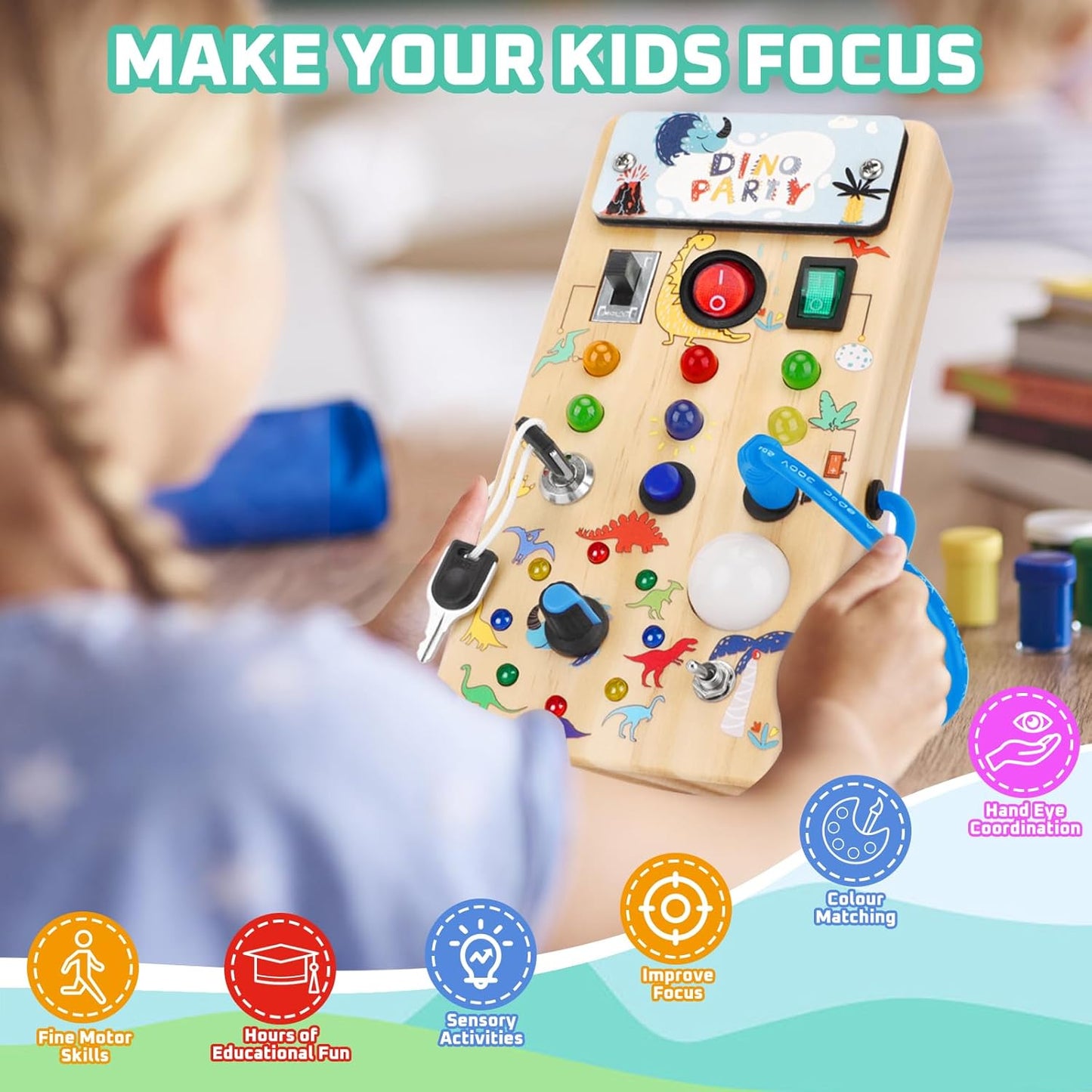 Montessori Busy Board Kids Toys, Toys for 1+ Year Old, Sensory Wooden Boy Toddler Games