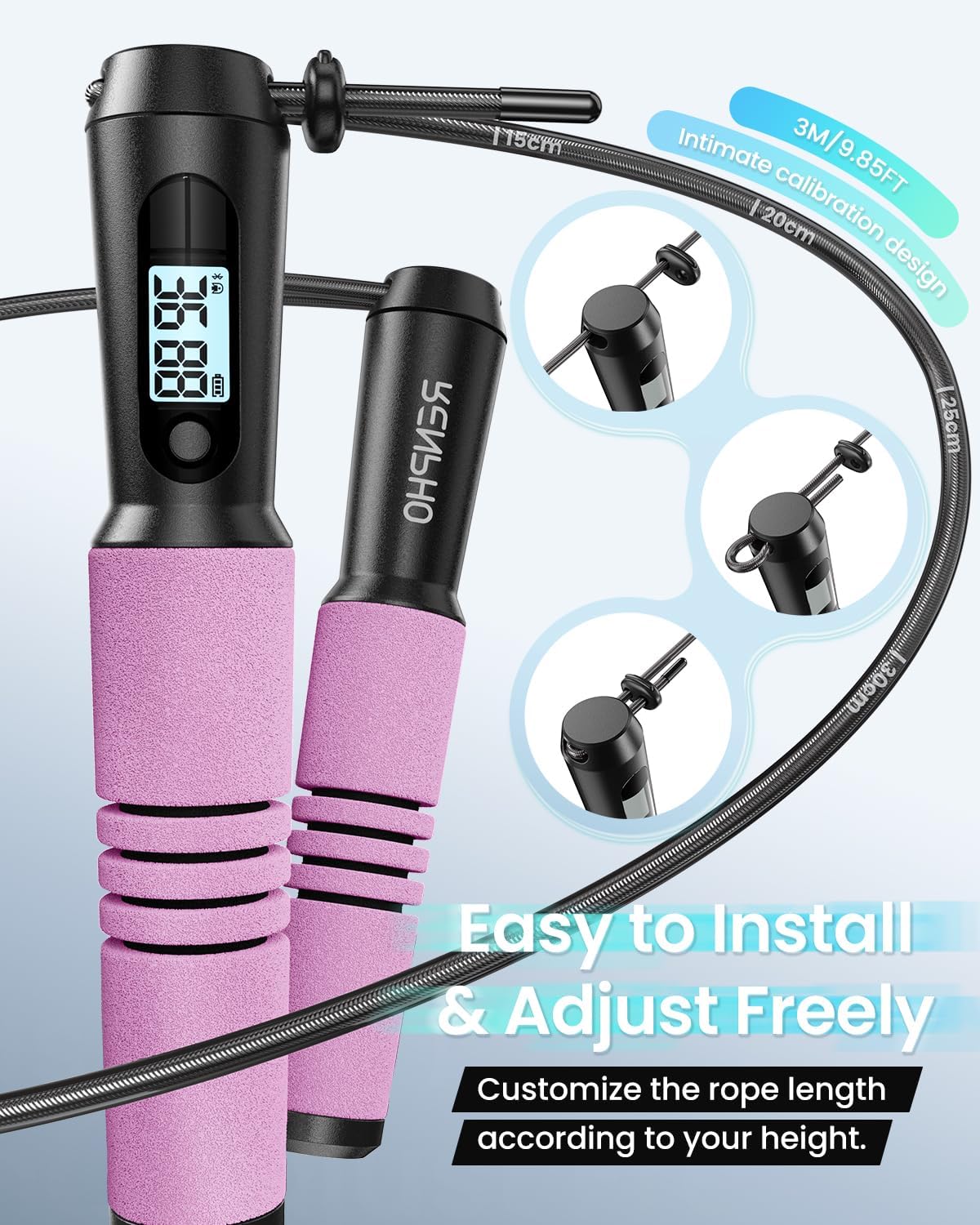 Smart Jump Rope with LCD Counter - Digital Cardio Fitness Tracker