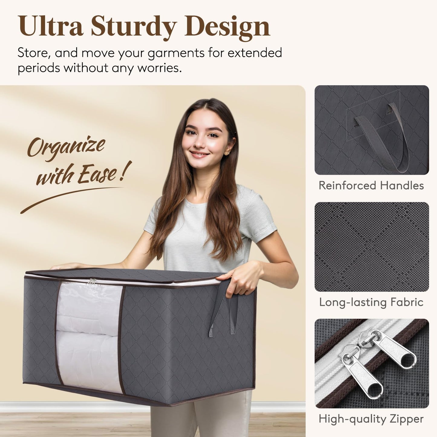 6-Pack Clothes Storage Bags | Reinforced Handles & Sturdy Zippers | Closet Organizer