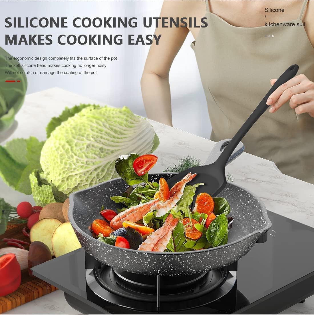15-Piece Silicone Cooking Utensils Set | Dishwasher Safe