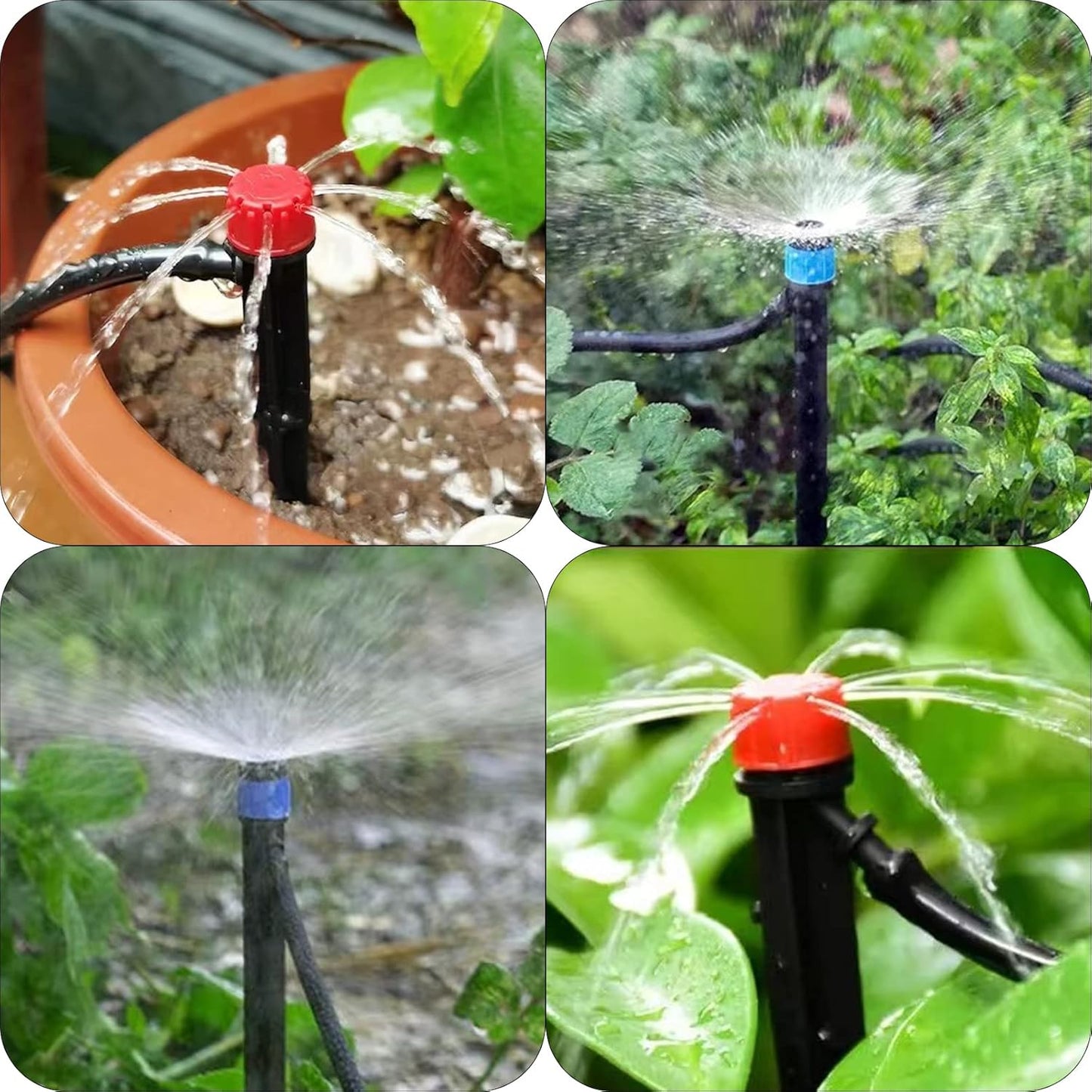 Tivddikun Drip Irrigation Kit, 360° Bendable Watering System with 49FT/15M Drip Irrigation Hose, 20 T-joints, 15 Adjustable Brass Misting Nozzles, 10 Fixed Stems, Anti-blocked Universal Faucet Adapter