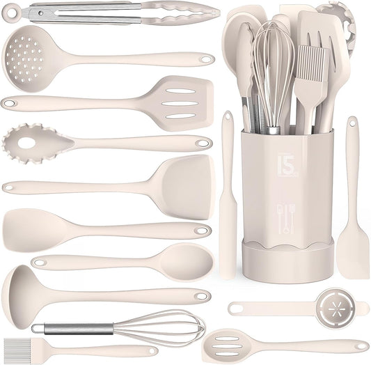 15-Piece Silicone Cooking Utensils Set | Dishwasher Safe