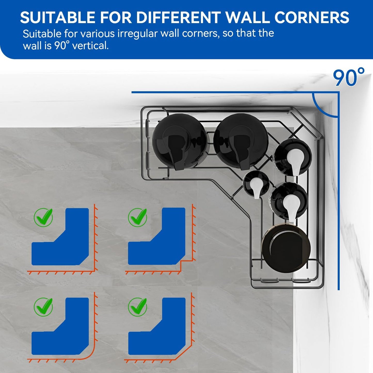 Self-Adhesive Bathroom Corner Shelf - Drill-Free Shower Caddy