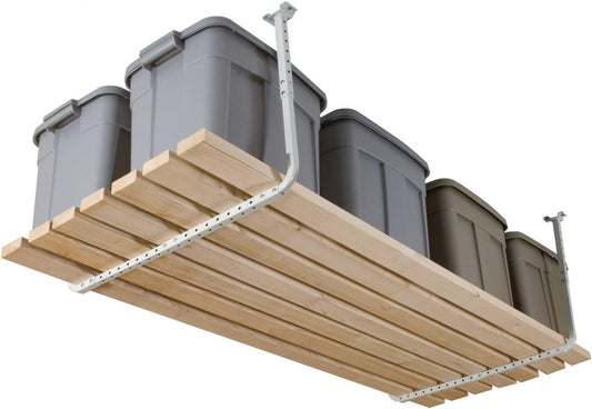 HyLoft 80842-10 33 in. x 34 in. Adjustable Garage Ceiling Mount Storage Rack Kit, Garage Overhead Storage Bracket, White