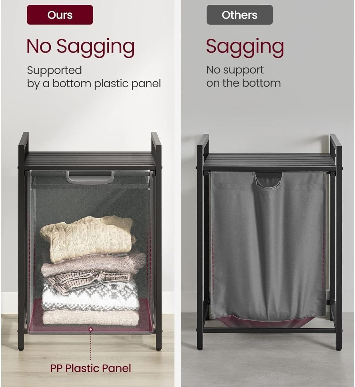 Laundry Hamper with Shelf | 3-Section Laundry Sorter | Storage Unit
