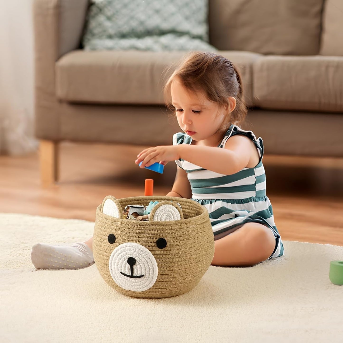 Soft Cotton Baby Basket | Diaper & Toy Storage | Australia