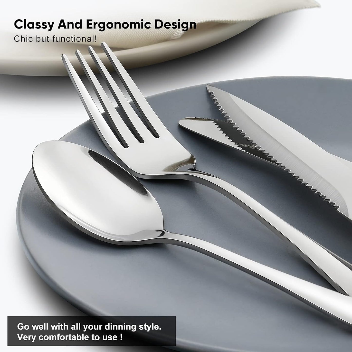 48-Piece Stainless Steel Cutlery Set | Service for 8 with Steak Knives