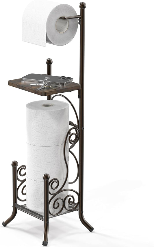 Freestanding Chrome Toilet Paper Stand | Modern Bathroom Roll Holder