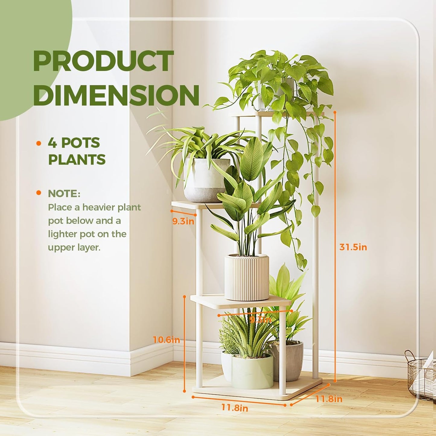 Tall Tiered Indoor Plant Stand | Corner Shelf