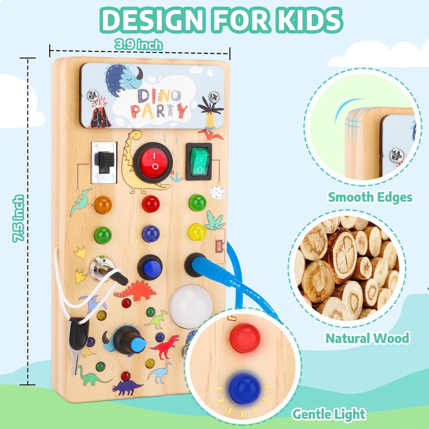 Montessori Busy Board Kids Toys, Toys for 1+ Year Old, Sensory Wooden Boy Toddler Games