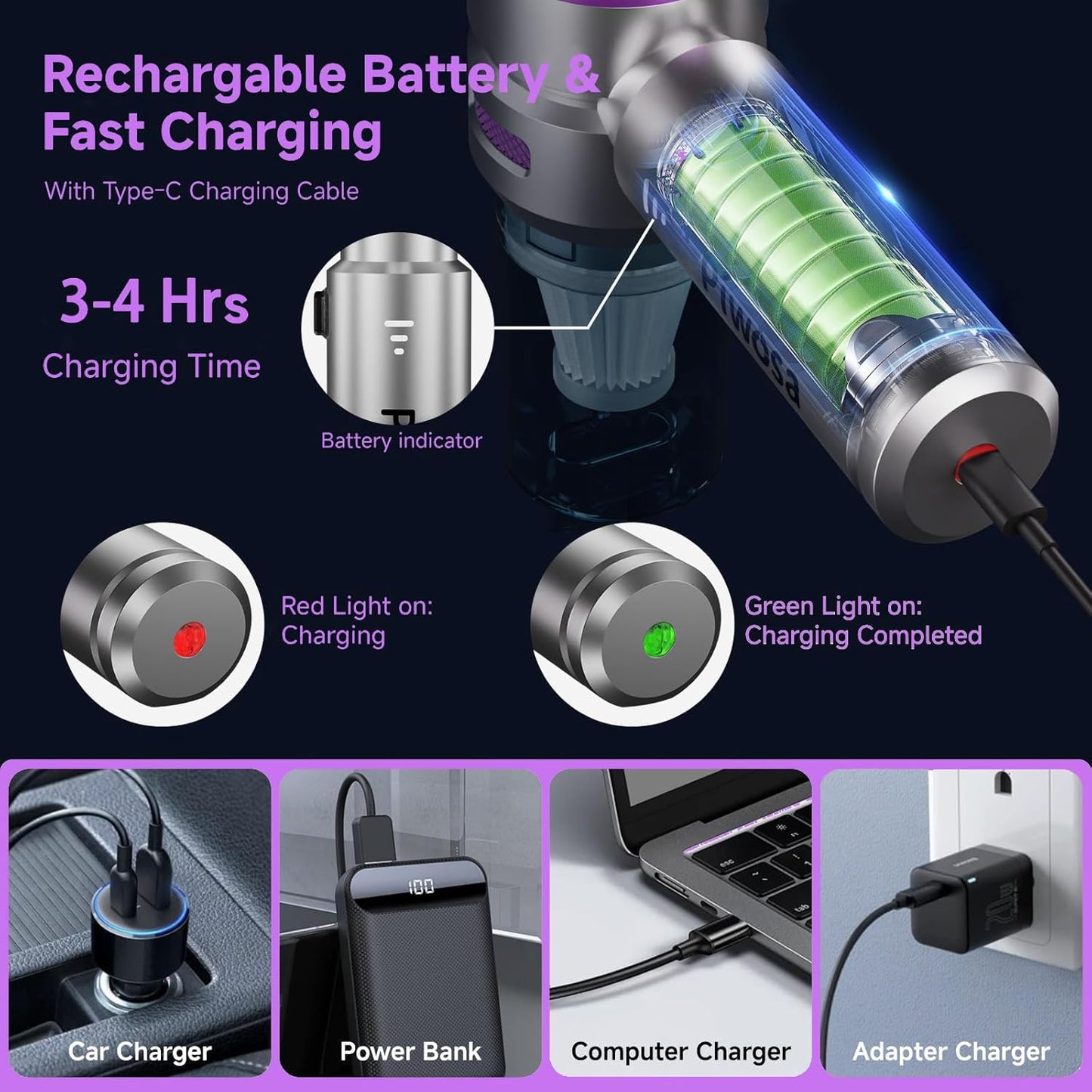 Portable Car Vacuum Cleaner | Cordless Handheld Car Vac & Blower