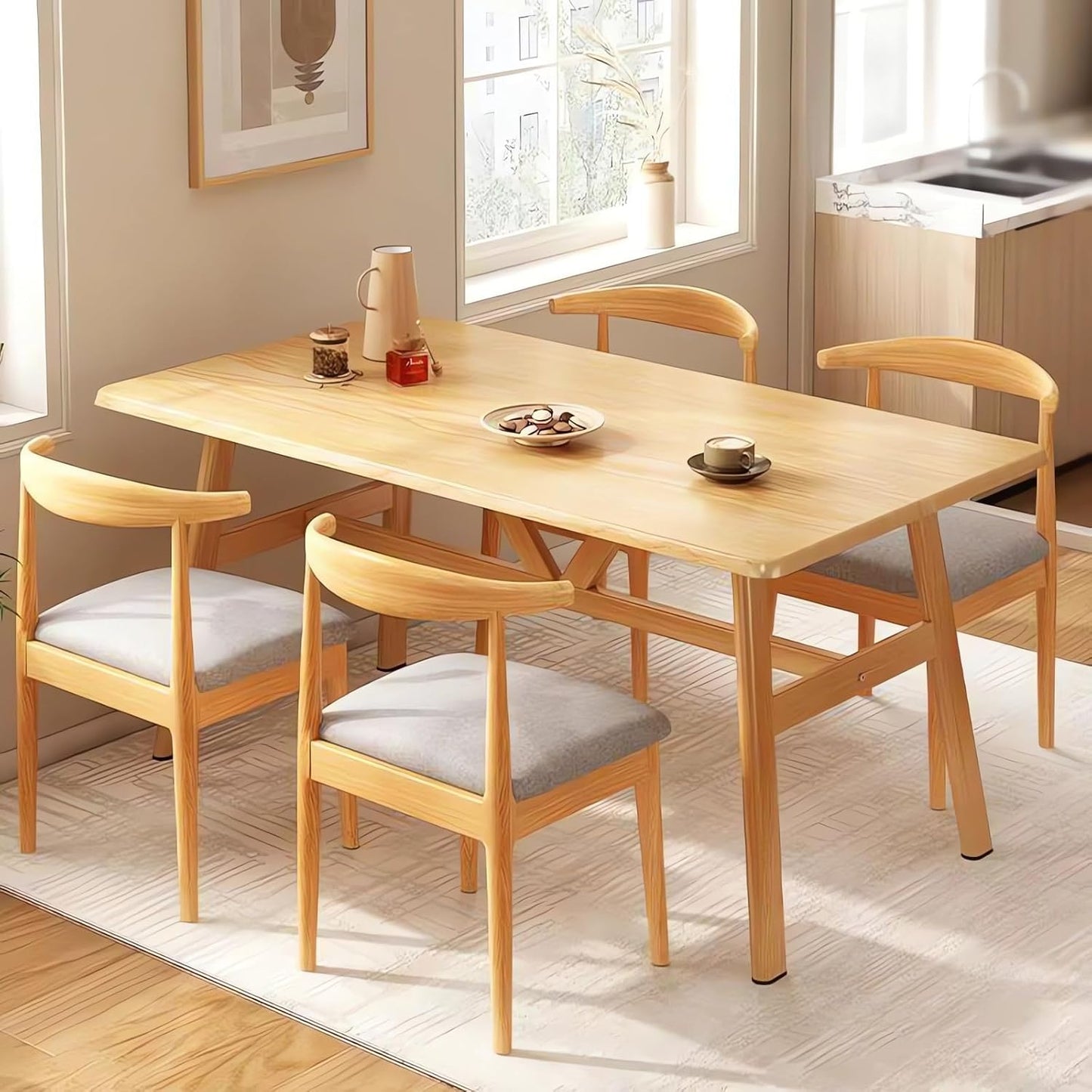 Dining Table, Living Room Dining Room Table A21 (Coffee, 120X60X74CM)