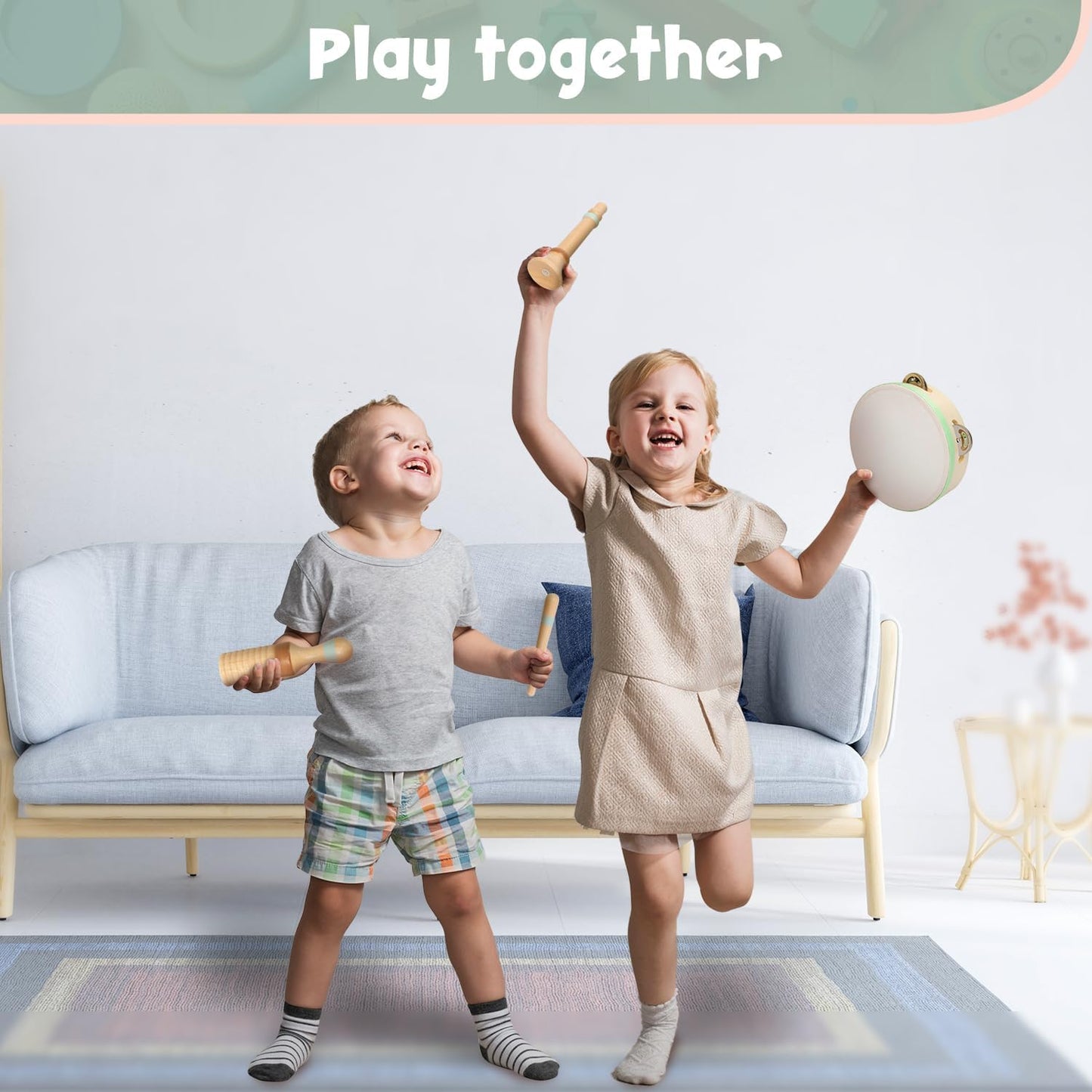 Stoie's Wooden Musical Instruments for Toddlers 1-3, Montessori Music Toys for 1 Year Old, with Xylophone, Tambourine and Maracas, Educational Development and Creativity, Baby Musical Instruments