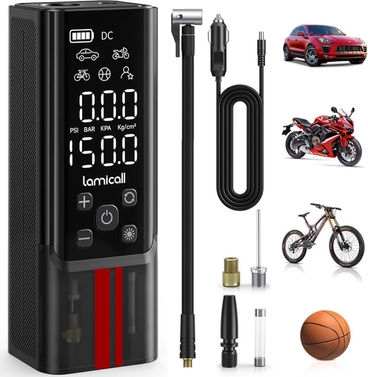 Portable Tyre Inflator | Cordless Air Compressor for Car & Bike