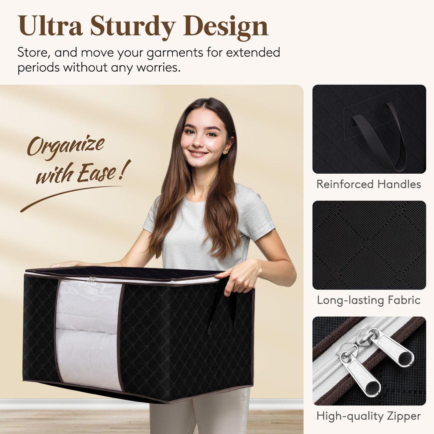6-Pack Clothes Storage Bags | Reinforced Handles & Sturdy Zippers | Closet Organizer