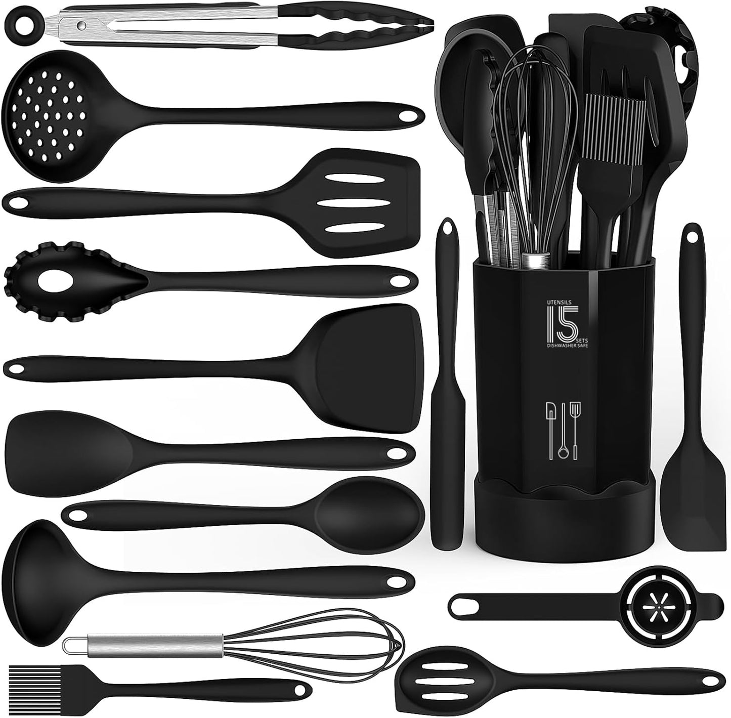 15-Piece Silicone Cooking Utensils Set | Dishwasher Safe