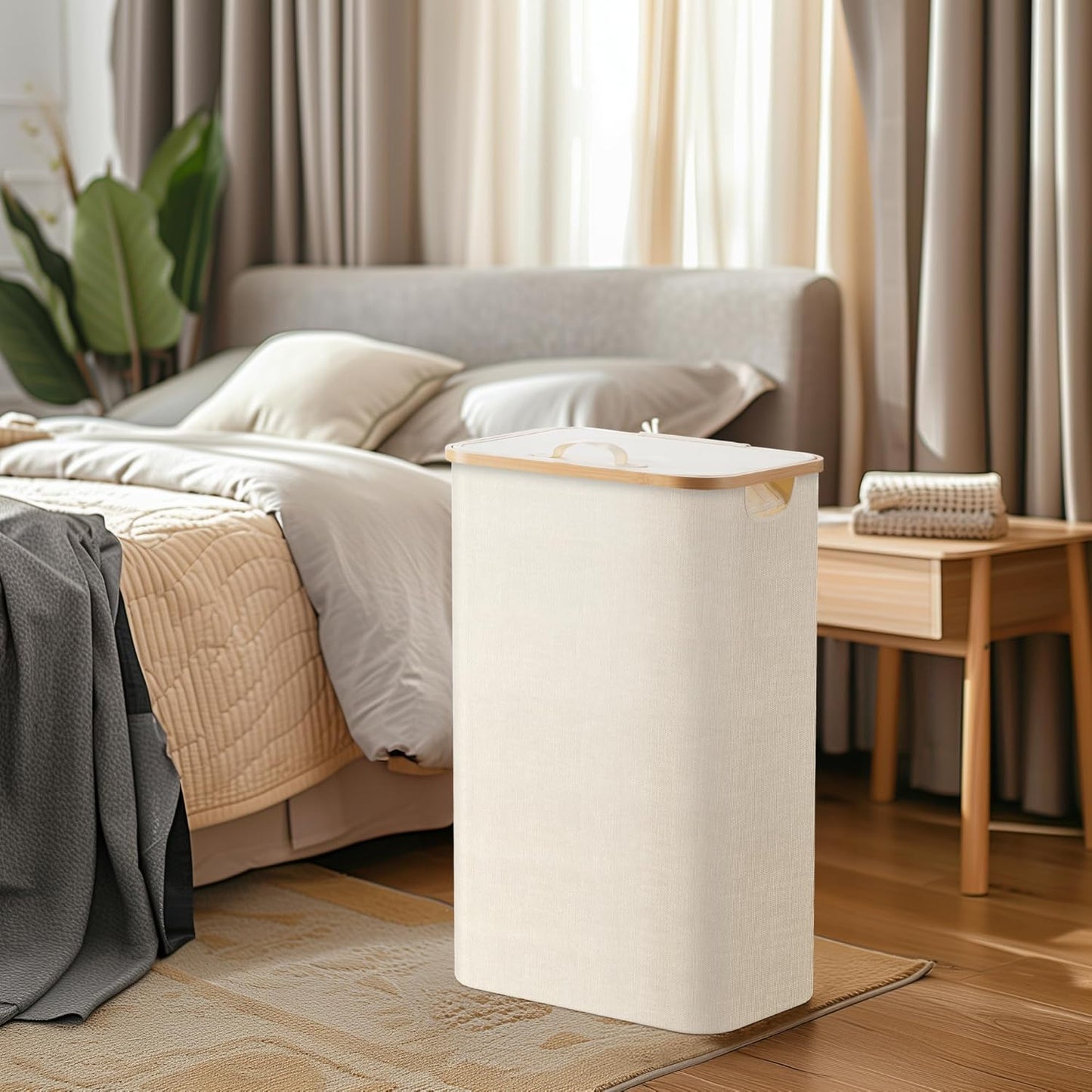 Large Double Hamper | Storage Basket with Lid & Removable Bags