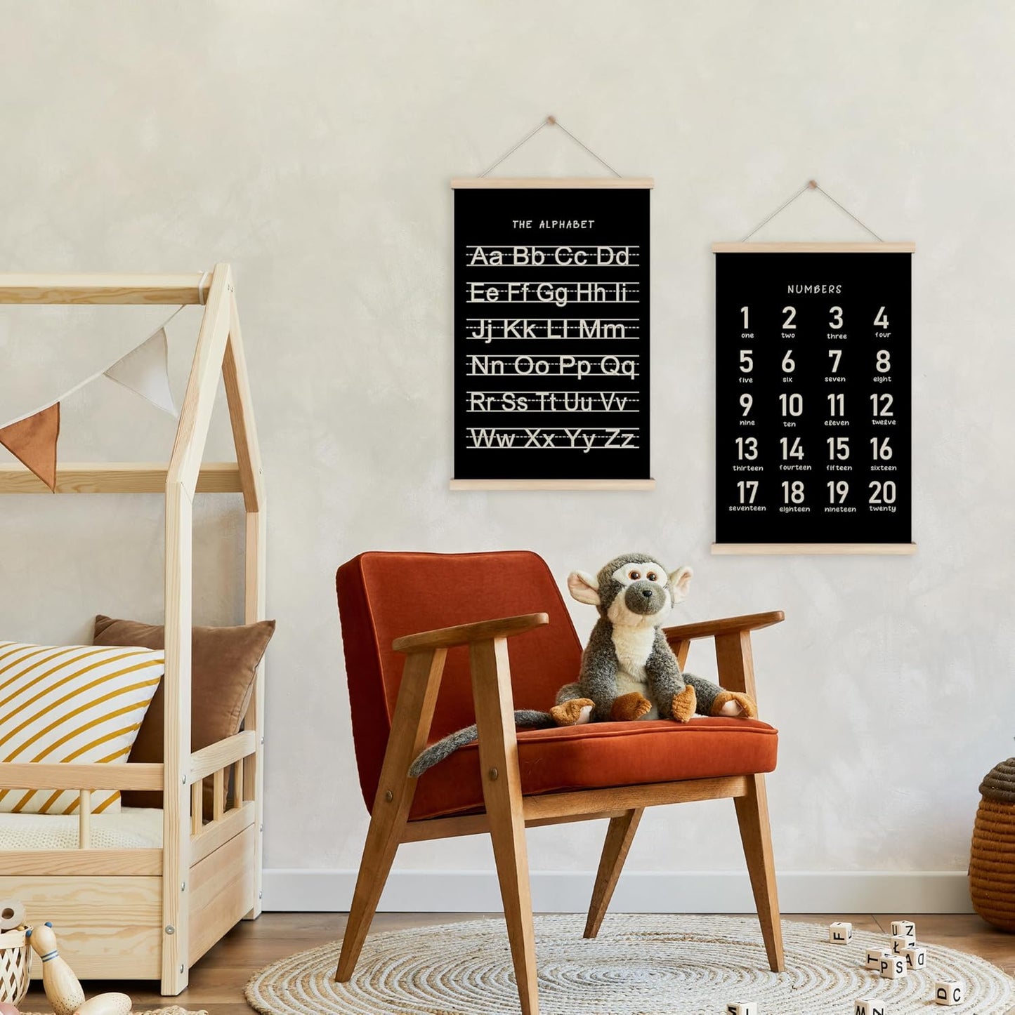 Alphabet, Numbers, Nursery Wall Art Decor | Linen Canvas Prints | Australia