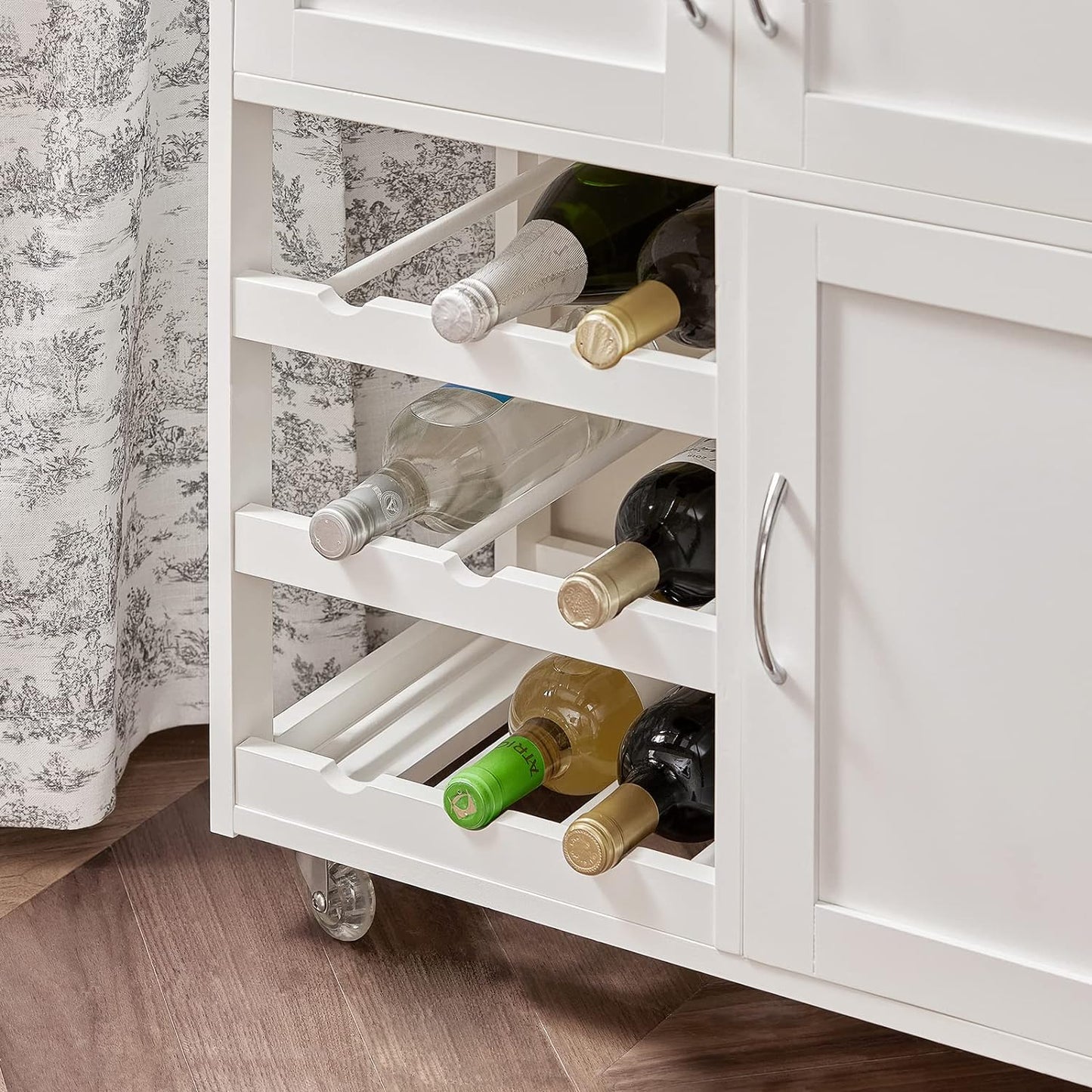 Kitchen Trolley with Wine Rack | Portable Kitchen Island Cart