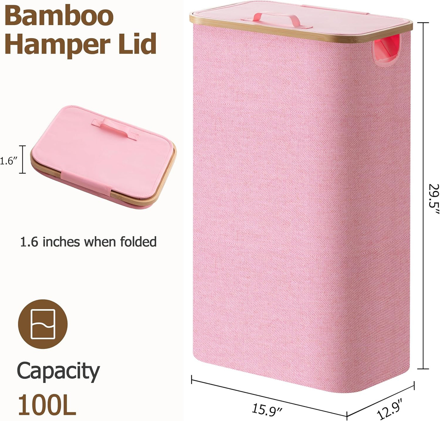 Large Double Hamper | Storage Basket with Lid & Removable Bags