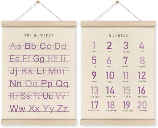 Alphabet, Numbers, Nursery Wall Art Decor | Linen Canvas Prints | Australia