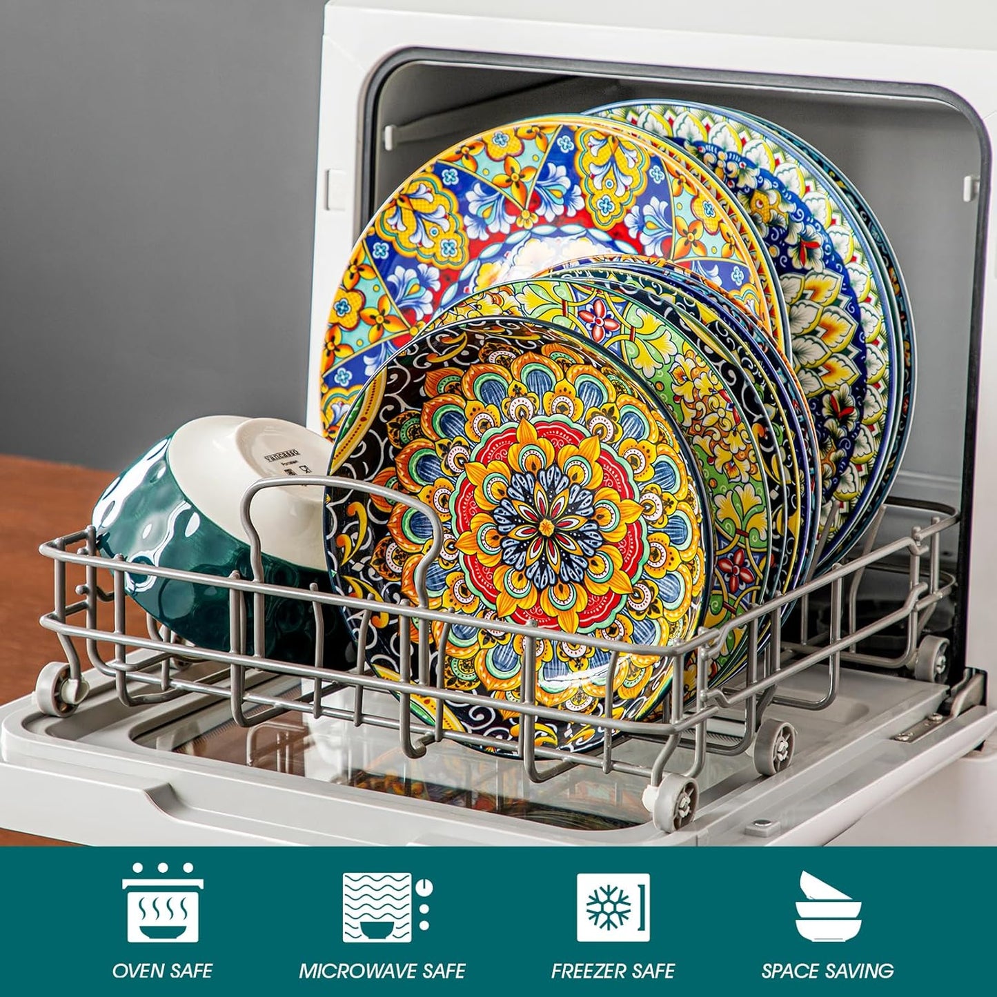 Vibrant Floral Porcelain Dish Set | 12-Piece Ceramic Plates & Bowls