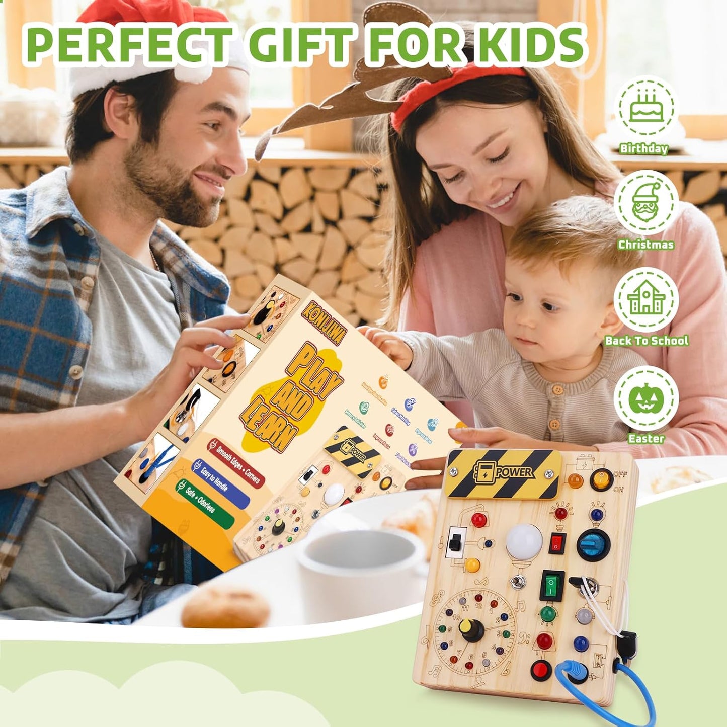 Montessori Busy Board Kids Toys, Toys for 1+ Year Old, Sensory Wooden Boy Toddler Games