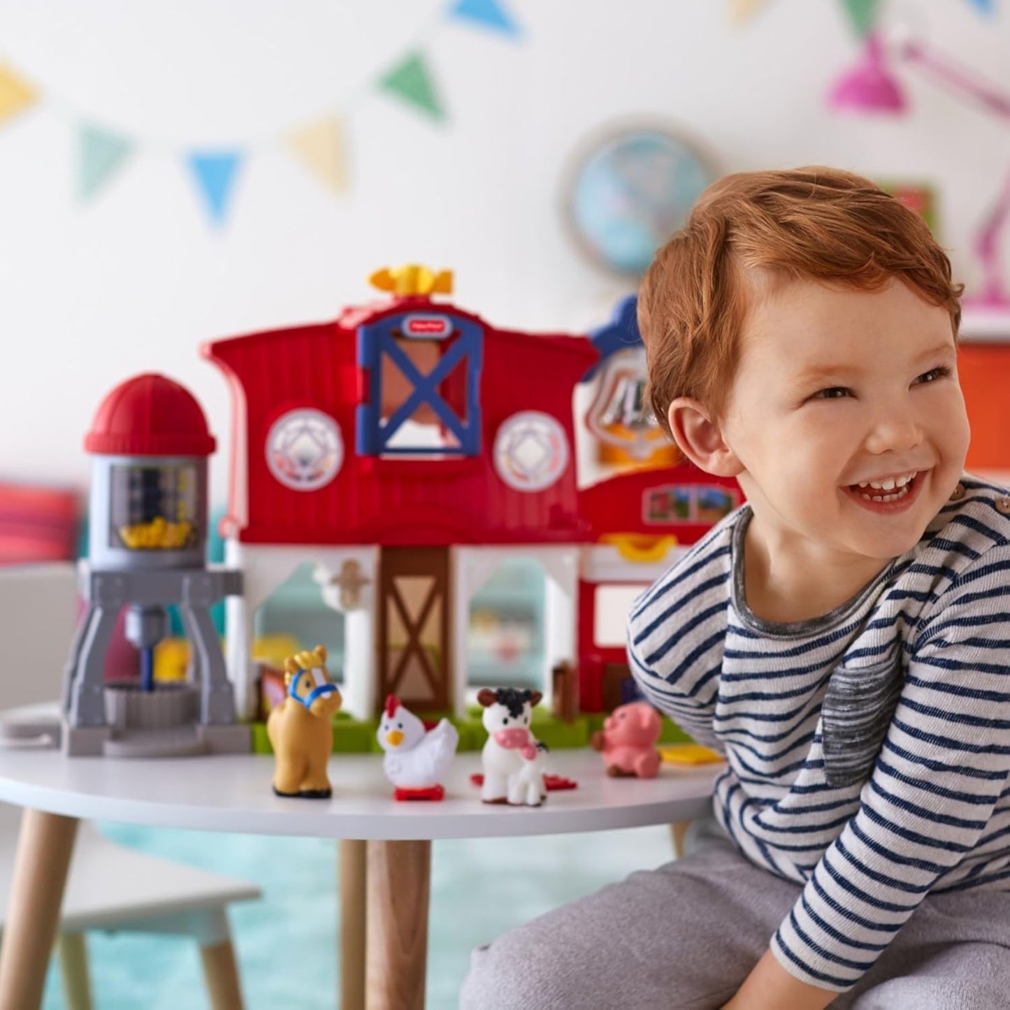 Fisher-Price Little People Toddler Learning Toy Caring for Animals Farm Interactive Playset with Smart Stages for Ages 1+ Years